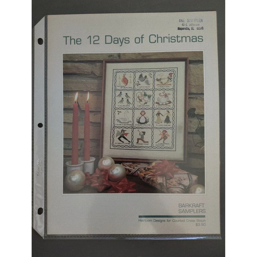 Vintage Barkraft Samplers 12 Days of Christmas Counted Cross Stitch Pattern 1984